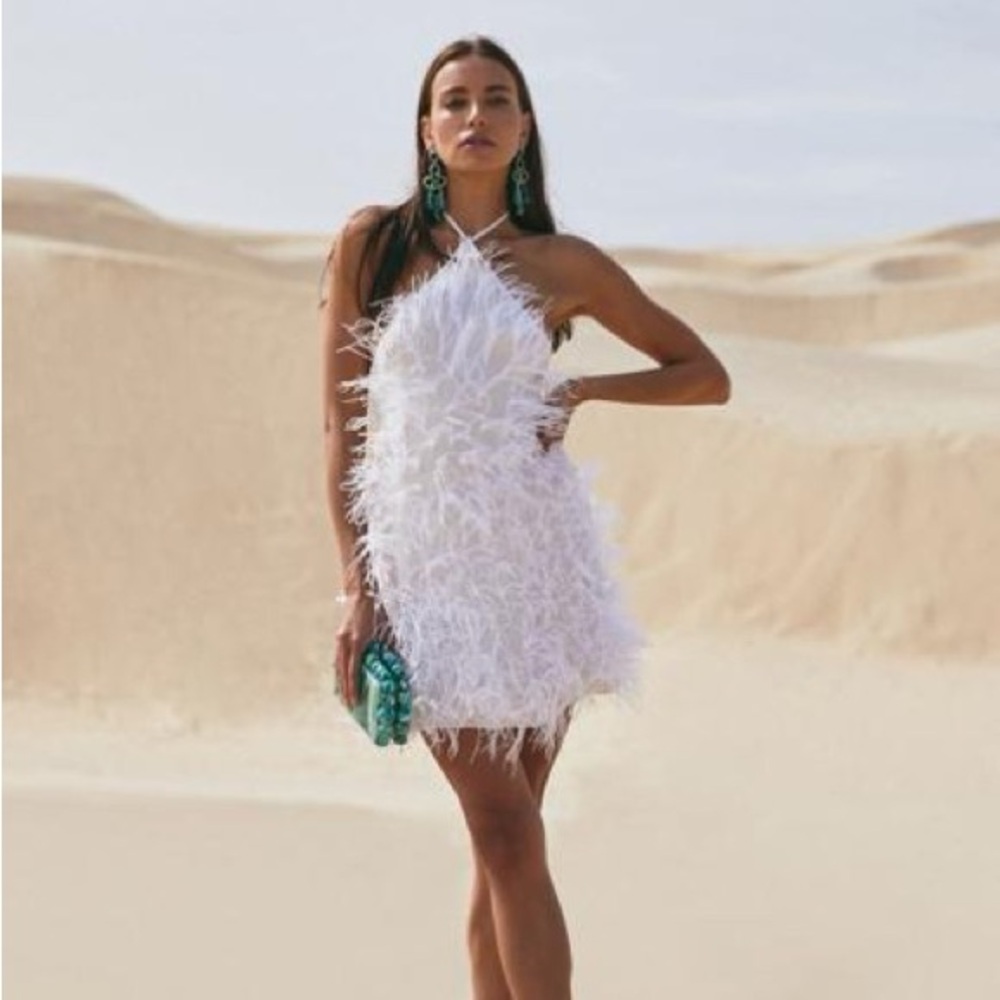Cult Gaia Vale Feather Mini Dress